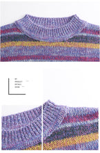 Load image into Gallery viewer, Fall 2018 New Fashion Women's Wear Round-neck Rainbow Stripe Pullovers Leisure Lounge Knitwear 79061