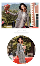 Load image into Gallery viewer, 2018 Autumn and Winter New brand women's wear lapel plaid wool coat temperament celebrity hair coat female 97103