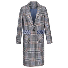Load image into Gallery viewer, 2018 Autumn and Winter New brand women's wear lapel plaid wool coat temperament celebrity hair coat female 97103
