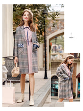 Load image into Gallery viewer, 2018 Autumn and Winter New brand women's wear lapel plaid wool coat temperament celebrity hair coat female 97103