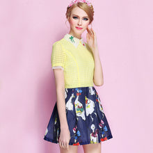 Load image into Gallery viewer, 2019 Summer new women's doll collar pleated skirt print dress 9715