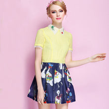 Load image into Gallery viewer, 2019 Summer new women's doll collar pleated skirt print dress 9715