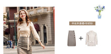 Load image into Gallery viewer, 2019 Autumn new boutique women's single-breasted splice pattern a dress retro dress 28633