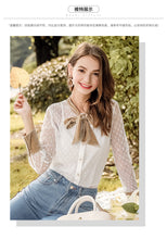 Load image into Gallery viewer, 2019 Spring new women's velvet butterfly bow dot shirt celebrity temperament everywhere lace shirt 58838