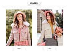 Load image into Gallery viewer, 2018 New Brand Ladies'Collar, Short Zipper Cotton Clothes, Ladies' Plush Jacket 97091