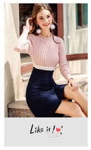 Load image into Gallery viewer, 2018 Autumn new women's fashion lace collar collared skirt sweet hundred knit dress 78993