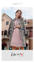Load image into Gallery viewer, 2018 Autumn and Winter New brand women's wear lapel plaid wool coat temperament celebrity hair coat female 97103