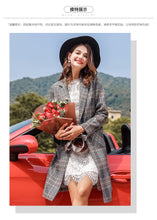 Load image into Gallery viewer, 2018 Autumn and Winter New brand women's wear lapel plaid wool coat temperament celebrity hair coat female 97103