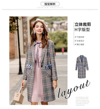 Load image into Gallery viewer, 2018 Autumn and Winter New brand women's wear lapel plaid wool coat temperament celebrity hair coat female 97103