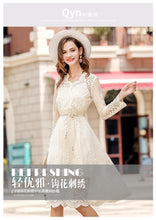 Load image into Gallery viewer, 2018 Autumn new brand women's dress temperament V collar wave dot a dress chic ladies net dress 69325