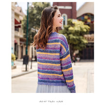 Load image into Gallery viewer, Fall 2018 New Fashion Women's Wear Round-neck Rainbow Stripe Pullovers Leisure Lounge Knitwear 79061