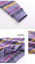 Load image into Gallery viewer, Fall 2018 New Fashion Women's Wear Round-neck Rainbow Stripe Pullovers Leisure Lounge Knitwear 79061