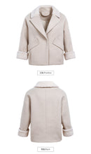 Load image into Gallery viewer, 2018 new brand women's dress lamb wool short wool overcoat lady wool overcoat lady 97055