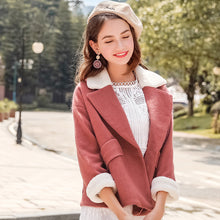 Load image into Gallery viewer, 2018 new brand women's dress lamb wool short wool overcoat lady wool overcoat lady 97055