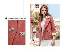 Load image into Gallery viewer, 2018 new brand women's dress lamb wool short wool overcoat lady wool overcoat lady 97055
