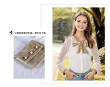 Load image into Gallery viewer, 2019 Spring new women's velvet butterfly bow dot shirt celebrity temperament everywhere lace shirt 58838
