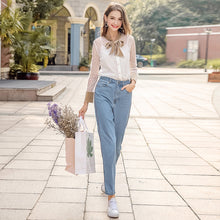 Load image into Gallery viewer, 2019 Spring new women's velvet butterfly bow dot shirt celebrity temperament everywhere lace shirt 58838