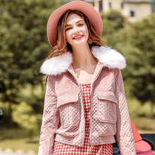 Load image into Gallery viewer, 2018 New Brand Ladies'Collar, Short Zipper Cotton Clothes, Ladies' Plush Jacket 97091