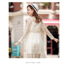 Load image into Gallery viewer, 2018 Autumn new brand women's dress temperament V collar wave dot a dress chic ladies net dress 69325