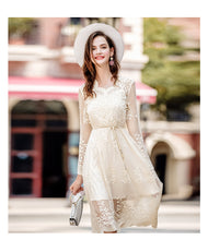 Load image into Gallery viewer, 2018 Autumn new brand women's dress temperament V collar wave dot a dress chic ladies net dress 69325
