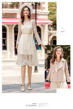 Load image into Gallery viewer, 2018 Autumn new brand women's dress temperament V collar wave dot a dress chic ladies net dress 69325