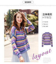 Load image into Gallery viewer, Fall 2018 New Fashion Women's Wear Round-neck Rainbow Stripe Pullovers Leisure Lounge Knitwear 79061