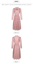 Load image into Gallery viewer, 2019 Autumn new brand women's wear V collar wave point long-sleeve printing dress temperament light ripe chiffon dress 69357