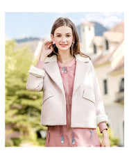 Load image into Gallery viewer, 2018 new brand women's dress lamb wool short wool overcoat lady wool overcoat lady 97055
