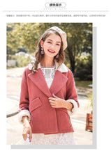 Load image into Gallery viewer, 2018 new brand women's dress lamb wool short wool overcoat lady wool overcoat lady 97055
