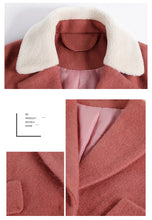 Load image into Gallery viewer, 2018 new brand women's dress lamb wool short wool overcoat lady wool overcoat lady 97055