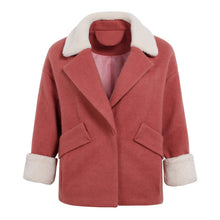 Load image into Gallery viewer, 2018 new brand women's dress lamb wool short wool overcoat lady wool overcoat lady 97055