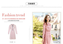 Load image into Gallery viewer, 2019 Autumn new brand women's wear V collar wave point long-sleeve printing dress temperament light ripe chiffon dress 69357