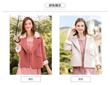 Load image into Gallery viewer, 2018 new brand women's dress lamb wool short wool overcoat lady wool overcoat lady 97055