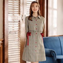Load image into Gallery viewer, 2019 Autumn Winter new fashion women's clothing can be solved single buckle plaid windbreaker waist waist thin lady coat 97115