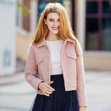 Load image into Gallery viewer, Spring 2019 New Women's Wear Pure White Jacket Single-row Button Short Fashion Lady Wool Jacket 96866