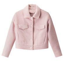 Load image into Gallery viewer, Spring 2019 New Women's Wear Pure White Jacket Single-row Button Short Fashion Lady Wool Jacket 96866