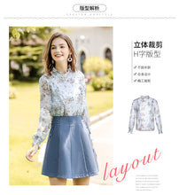 Load image into Gallery viewer, 2018 Winter new women's lace printing temperament celebrity snow spinning shirt 59066
