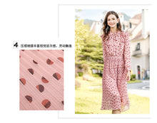 Load image into Gallery viewer, 2019 Autumn new brand women's wear V collar wave point long-sleeve printing dress temperament light ripe chiffon dress 69357