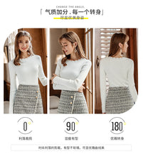 Load image into Gallery viewer, 2019 Autumn and winter new fashion women's round collar long-sleeved warm bottom woolen show thin hundreds of knitting sweater 79062