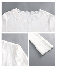 Load image into Gallery viewer, 2019 Autumn and winter new fashion women's round collar long-sleeved warm bottom woolen show thin hundreds of knitting sweater 79062