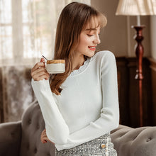 Load image into Gallery viewer, 2019 Autumn and winter new fashion women's round collar long-sleeved warm bottom woolen show thin hundreds of knitting sweater 79062