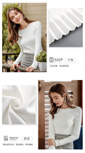 Load image into Gallery viewer, 2019 Autumn and winter new fashion women's round collar long-sleeved warm bottom woolen show thin hundreds of knitting sweater 79062