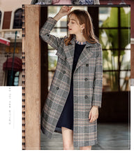 Load image into Gallery viewer, Fall and Winter 2009 New High-quality Women's Clothes with Turn-over Collar, Double-row Button Checker Overcoat, Famous Wool Wool Cloth Overcoat 97120