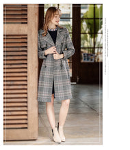 Load image into Gallery viewer, Fall and Winter 2009 New High-quality Women's Clothes with Turn-over Collar, Double-row Button Checker Overcoat, Famous Wool Wool Cloth Overcoat 97120