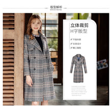 Load image into Gallery viewer, Fall and Winter 2009 New High-quality Women's Clothes with Turn-over Collar, Double-row Button Checker Overcoat, Famous Wool Wool Cloth Overcoat 97120