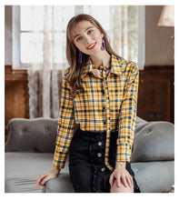 Load image into Gallery viewer, 2019 Autumn Winter New Korean version of women's fashion pattern single buckle jerseys Urban casual shirt female 59083