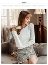 Load image into Gallery viewer, 2019 Autumn and winter new fashion women's round collar long-sleeved warm bottom woolen show thin hundreds of knitting sweater 79062