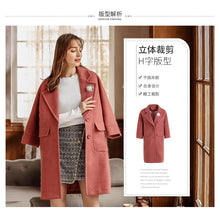 Load image into Gallery viewer, Winter 2018 new women's Lapel thicker long coat temperament woolen jacket 97039