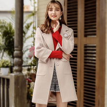 Load image into Gallery viewer, Winter 2018 new women's Lapel thicker long coat temperament woolen jacket 97039