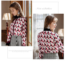 Load image into Gallery viewer, 2009 New Brand Women's Single-row Button Printed Shirt Lady Baitie Chiffon Shirt 59082